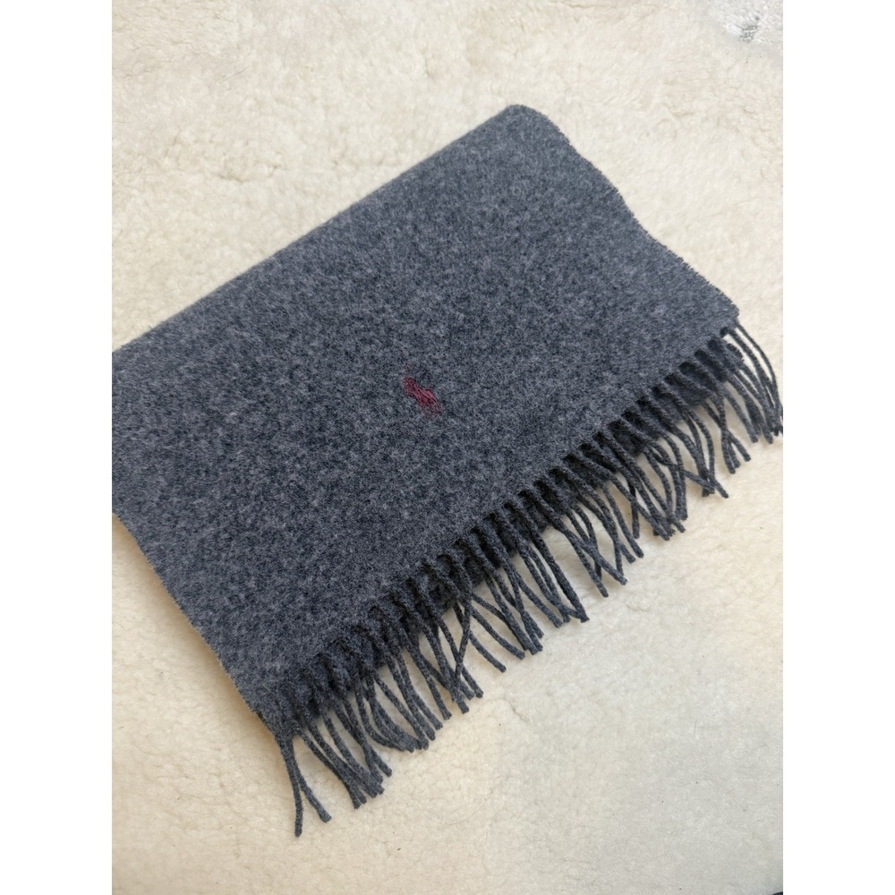 Vintage Polo Ralph Lauren 100% Lambswool Scotland Fringe Scarf Preppy Heritage